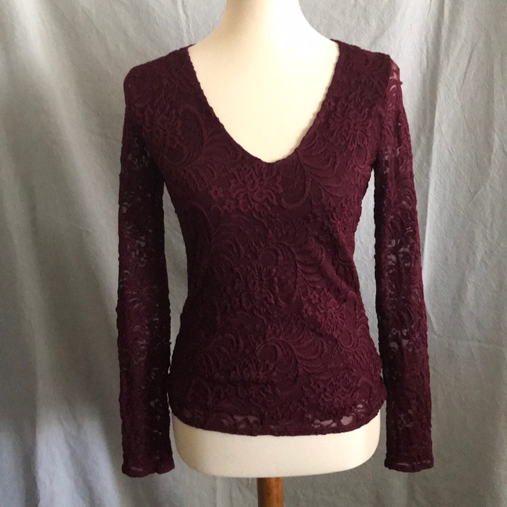 Abercrombie & Fitch Burgundy Lace Blouse